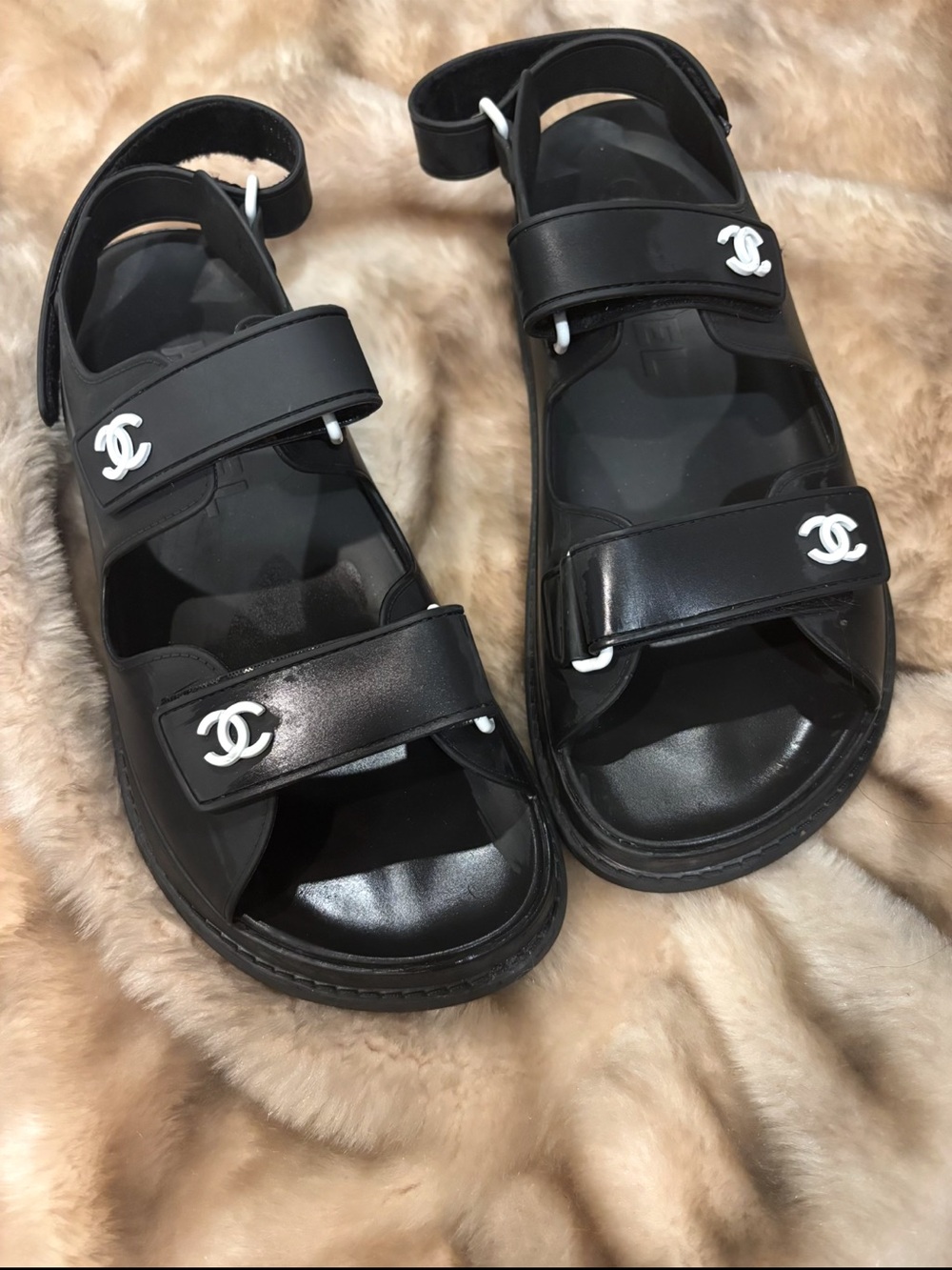 CHANEL Black Dad Strap Sandals